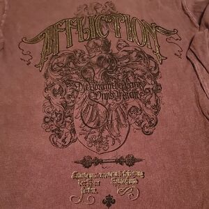 Affliction Men Large Brown and Gold Long Sleeve Shirt